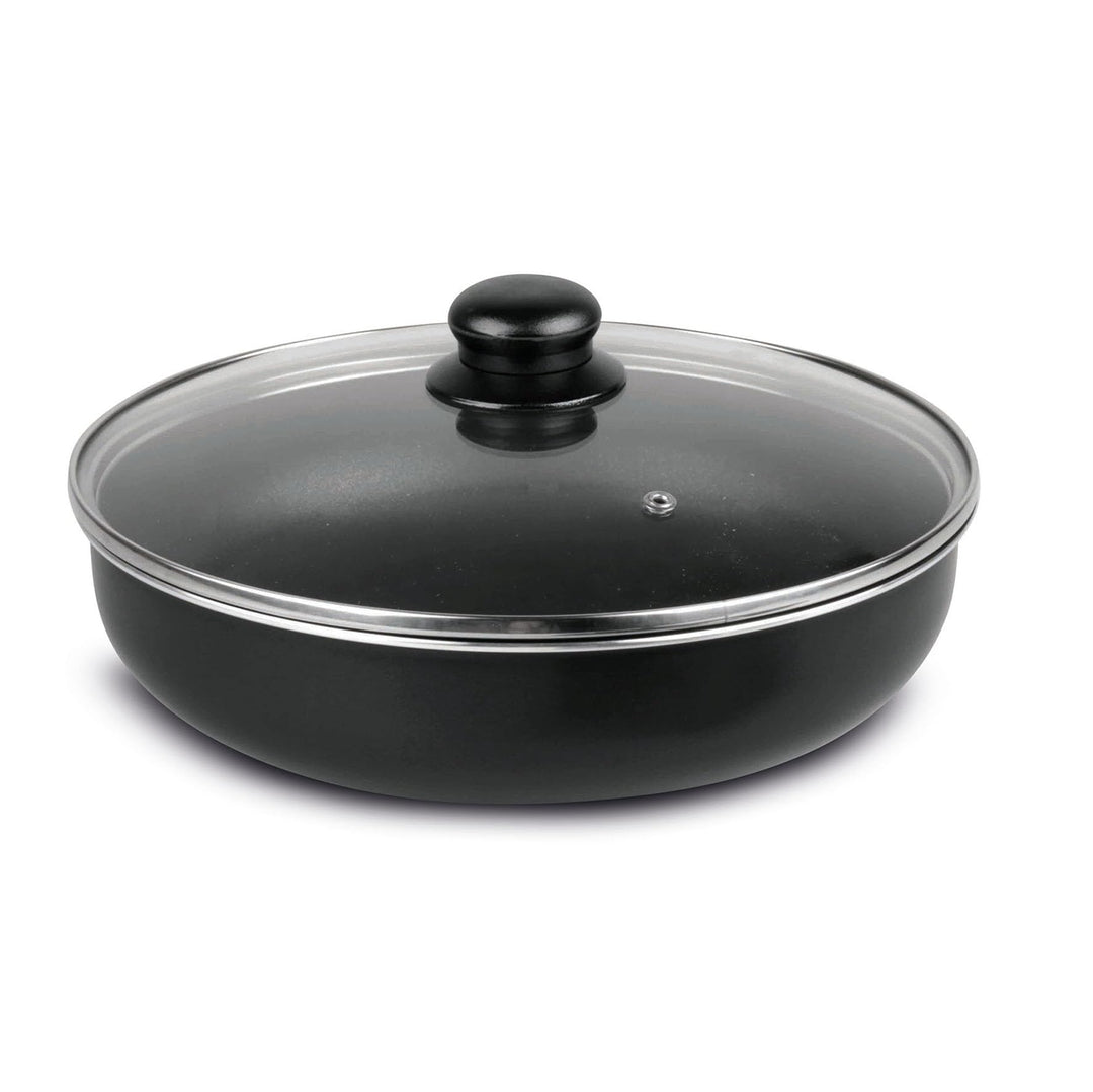 Sitram 712771 Bratpfanne Family aus gepresstem Aluminium, schwarz, Ø 26 cm, H 6,5 cm, mit Dampfdecke