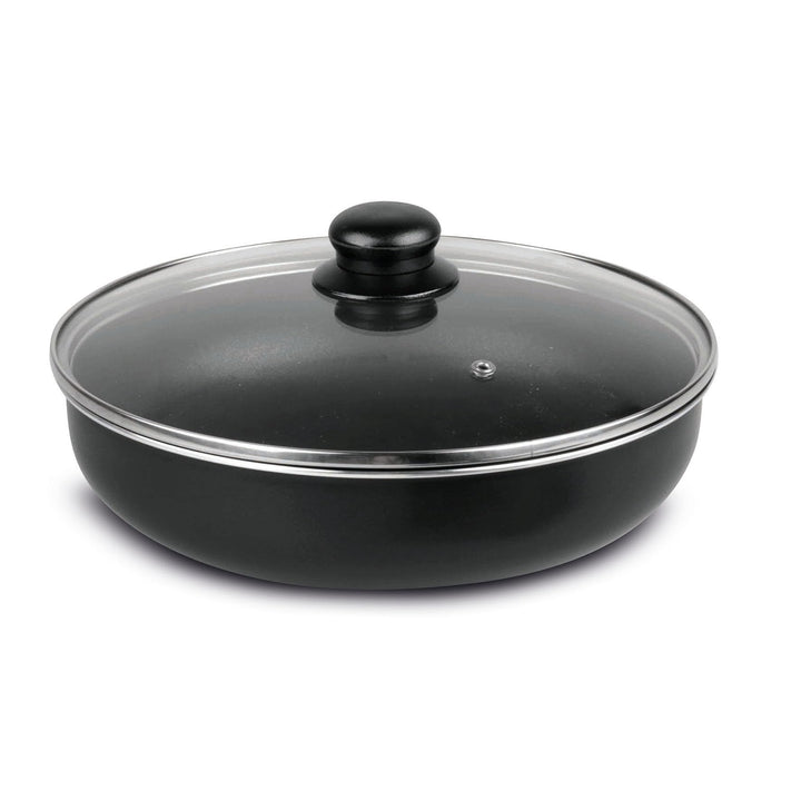 Sitram 712771 Bratpfanne Family aus gepresstem Aluminium, schwarz, Ø 26 cm, H 6,5 cm, mit Dampfdecke