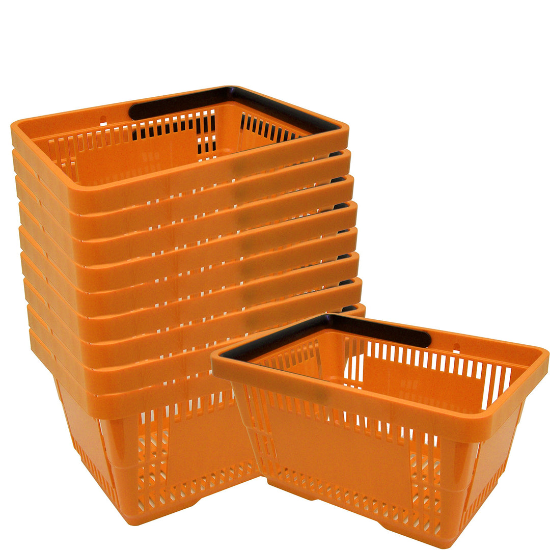 10 Einkaufskörbe aus Kunststoff Plastik mit Henkel 20 Liter 40cm stapelbar orange 10 Stück Orange, 1