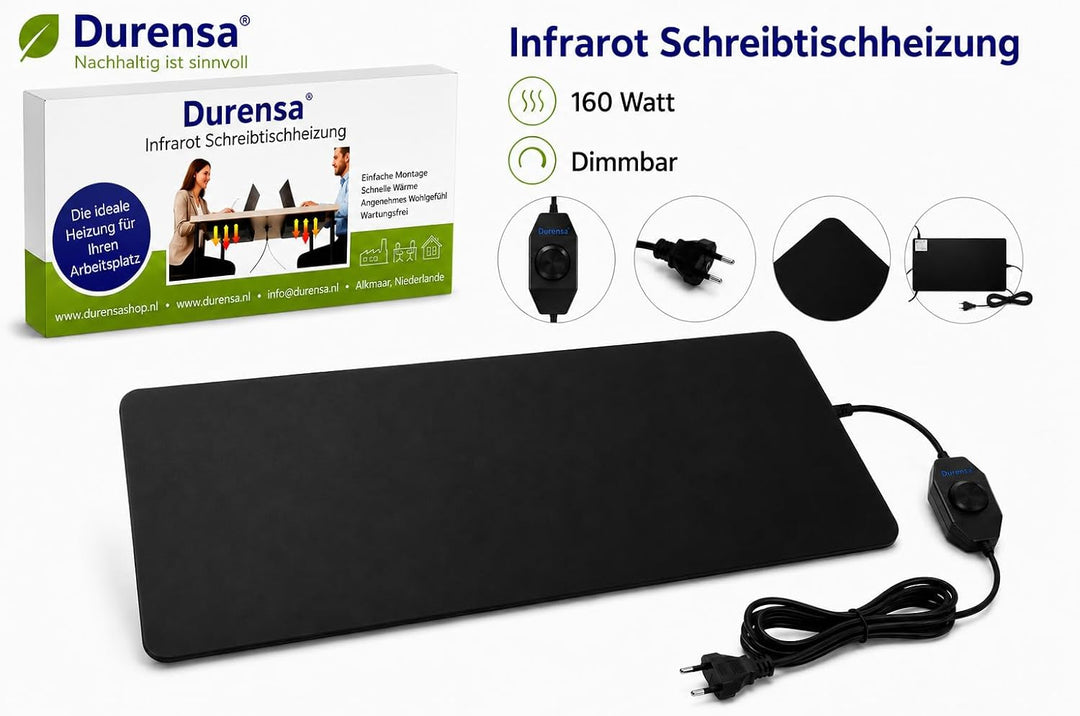 Infrarot Schreibtischheizung 160W Untertisch – Selbstklebende Wärmeplatte für Schreibtisch &amp; Tisch |