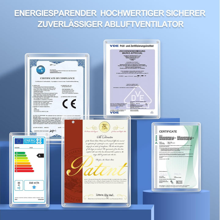 SBONNI Badlüfter 150mm - Geräuscharmer Badezimmerlüfter - 310m³/h Abluftventilator, Badlüfter mit Na