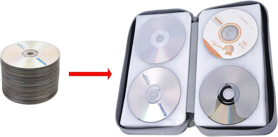 UENTIP CD-Hülle mit 96 Kapazitäten, tragbare DVD-Hülle aus Hartplastik, CD-Organizer, Brieftasche, s