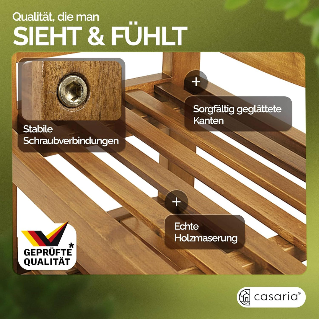 Casaria® Schuhregal mit 2 Ebenen 75x26x42cm FSC®-Zertifiziert Akazien Holz Massiv Bad Diele Flur Bad