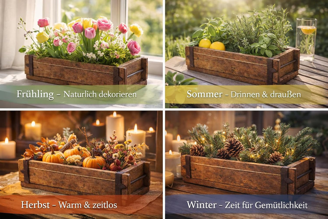 MC-Trend 2 Stück Ziegelsteinform aus Holz – rustikale Holzkiste zum Bepflanzen – Altholz Blumenkaste