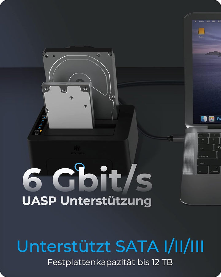 ICY BOX Dual HDD / Festplatten Docking Station USB 3.0 für SATA 2,5 Zoll & 3,5 Zoll, Festplatten Klo
