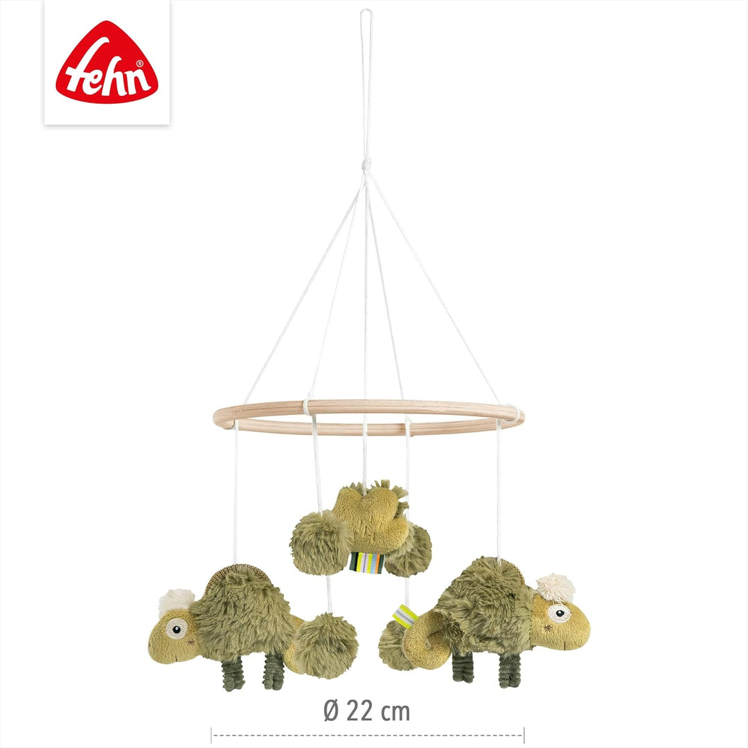 Fehn Holz-Mobile Chamäleon – Holz-Mobile mit niedlichen Stoff-Figuren – Einschlafhilfe zur Beruhigun