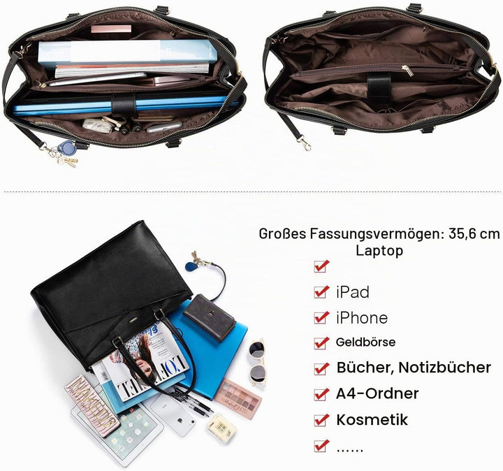 LOVEVOOK Laptoptasche Damen 14 Zoll, Handtasche Damen Arbeitstasche Lehrertasche Gross, Wasserdicht