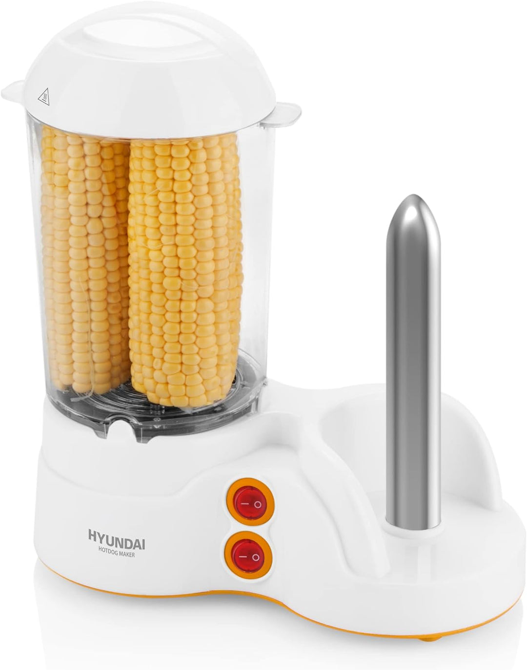 HYUNDAI Hot-Dog-Maker HDM 110 I 1-12 Würstchen I 1-6 Eier I Maiskolben kompatibel I Dorn zum erhitze