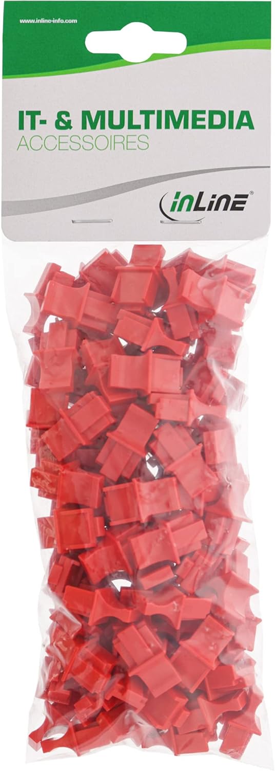 InLine 59942K 100er Pack Staubschutz, für RJ45 Buchse, rot