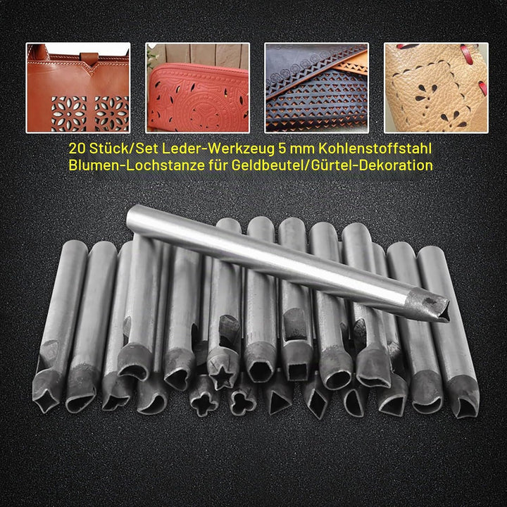 Cikonielf 20 Stück Leder Hohl Locher Leder Punch Set Kohlenstoffstahl Blume Form Leder Handwerk Werk