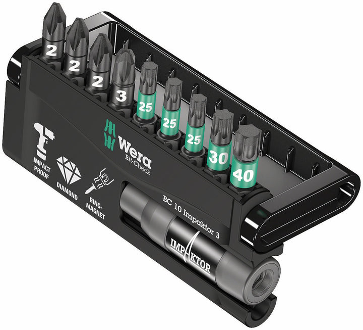 Wera Bit-Sortiment, Bit-Check 10 Impaktor 3, 10-teilig, 05057683001 Bit-Check 10 Impaktor 3 Single