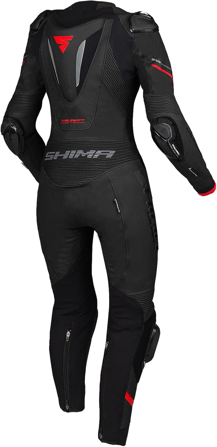 SHIMA Miura RS Motorradkombi Damen - Leder 1teilig Sport Belüftet Protektoren 32 Schwarz/Rot, 32 Sch