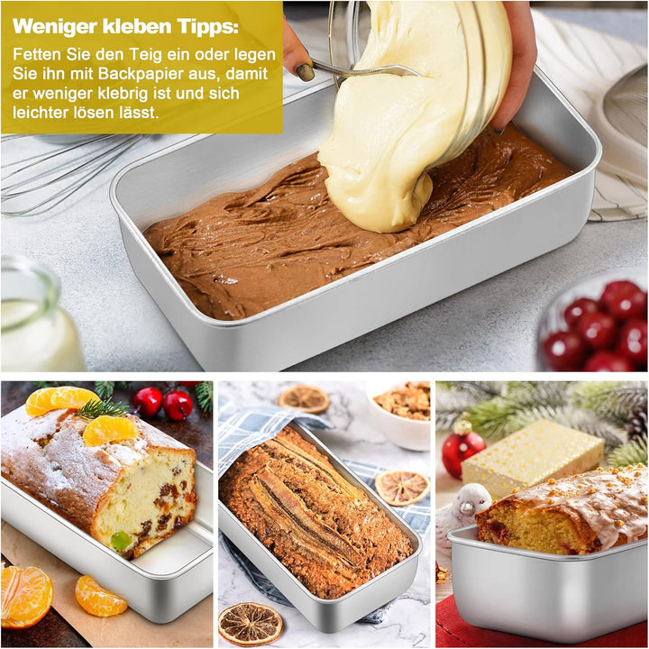 HaWare Kastenform, Edelstahl Brotbackform Toastbrot 2er Set, Rechteckig Brotform Backform Kastenback