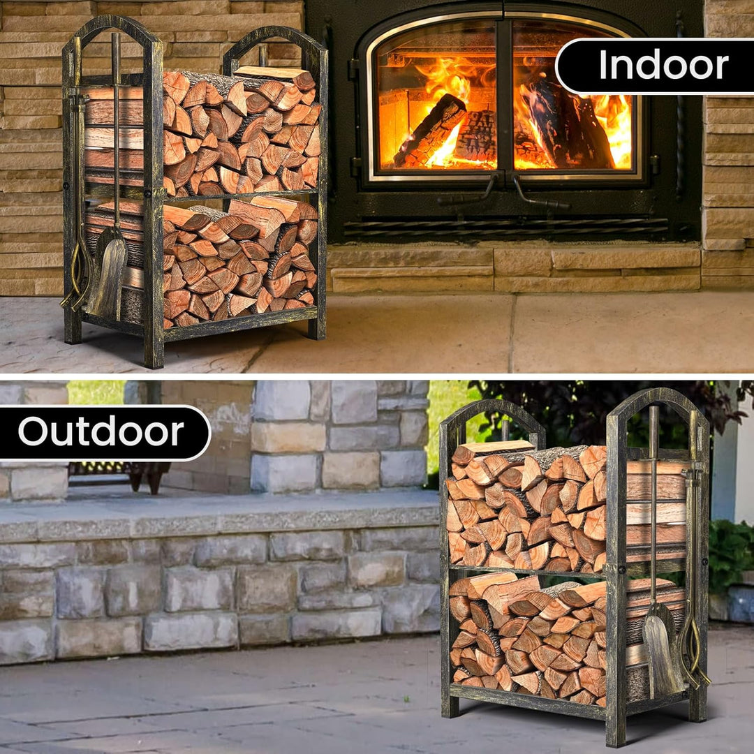 Amagabeli Kamin Kaminholz Holzregal mit Werkzeugsets Indoor Holzhalter Kamin Outdoor Holzhalter Rack