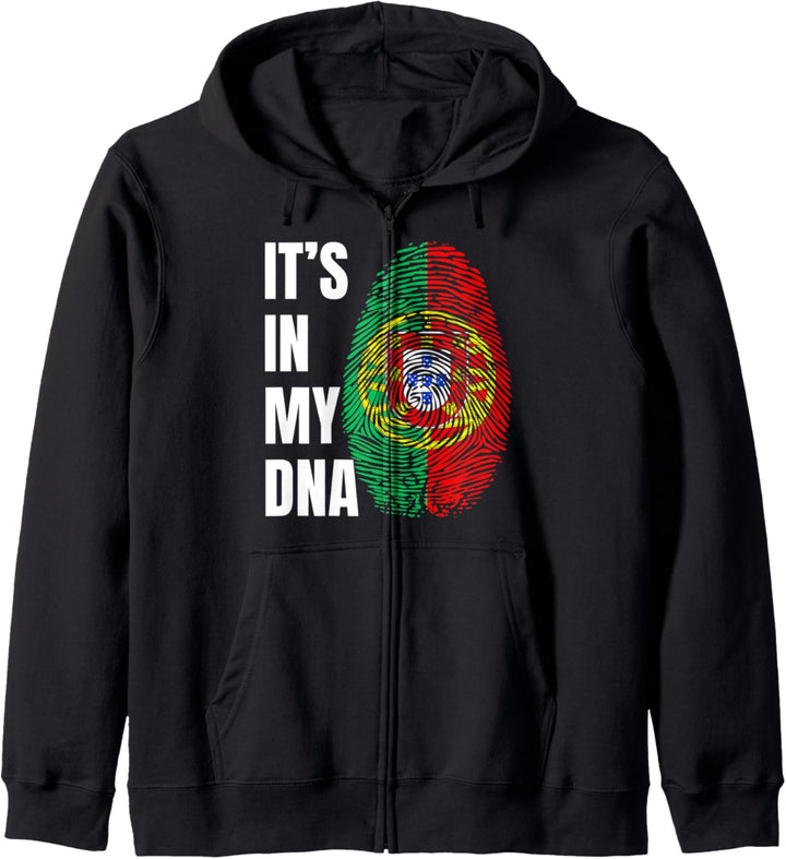Fingerabdruck DNA Biometrie Portugiesische Flagge Portugal Kapuzenjacke