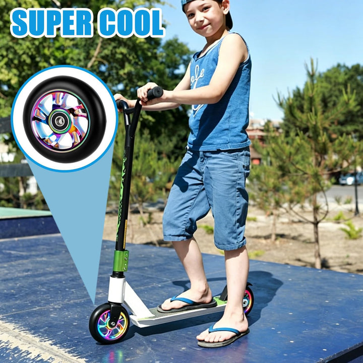 2 Stück Stunt Scooter Rollen 100 x 24mm, Ersatzräder 88A mit ABEC-9 Lagern aus Aluminium, Roller Rei