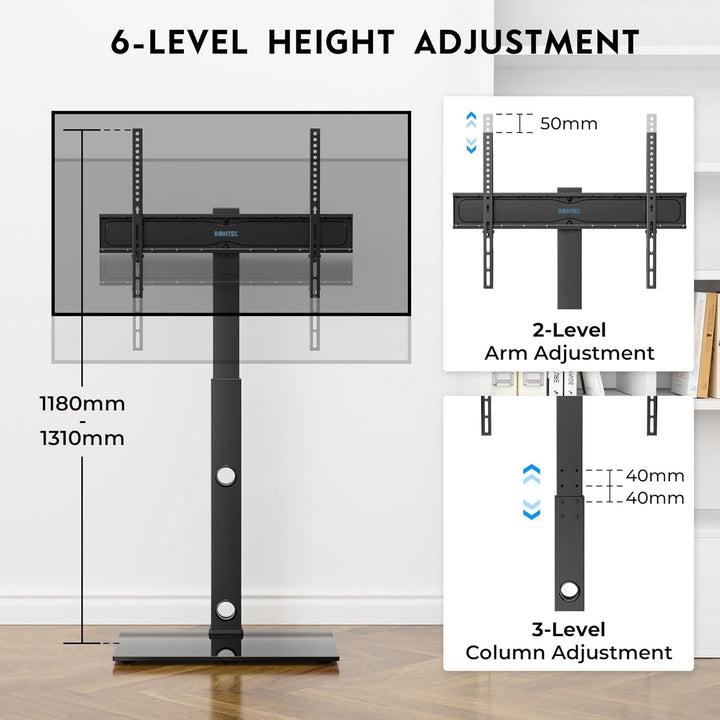 BONTEC TV Ständer Standfuss Fernsehstand für 30-70 Zoll Flach & Curved Fernseher bis zu 40 kg, Schwe