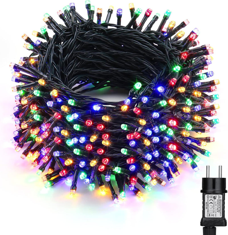 BrizLabs Weihnachtsdeko Lichterkette Aussen, 30M 300 LED Bunt Lichterketten Innen mit Stecker 8 Modi