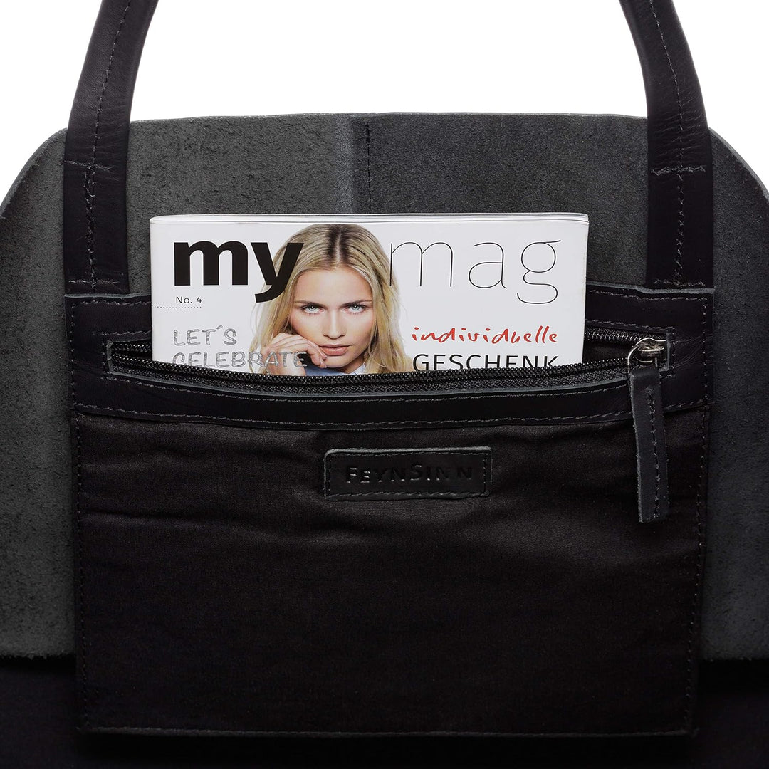 FEYNSINN BERLIN Handtasche mit langen Henkeln AURI aus Anilin-Leder I Henkeltasche XL gross für Dame