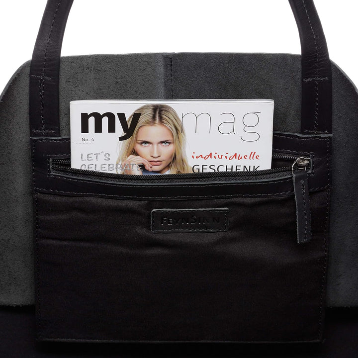 FEYNSINN BERLIN Handtasche mit langen Henkeln AURI aus Anilin-Leder I Henkeltasche XL gross für Dame