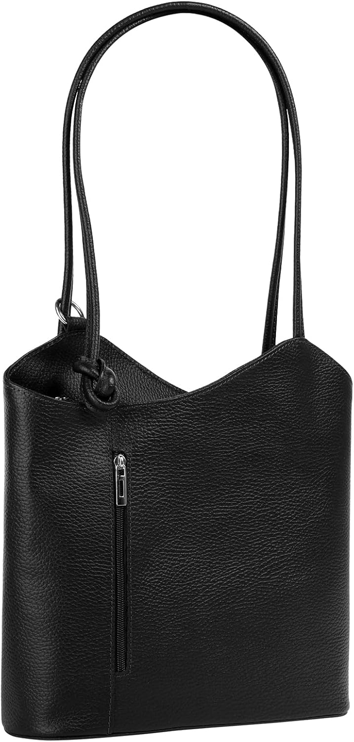 Shopper Rucksack Kombination Echt Leder Damen Made in Italy | 2in1 Handtasche | wandelbare Umhängeta