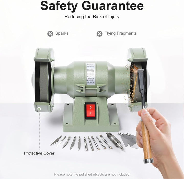 Mini Doppelschleifer 250W, 2800 U/min – Schärfen & Polieren von Metall | Kompakte Tischschleifmaschi
