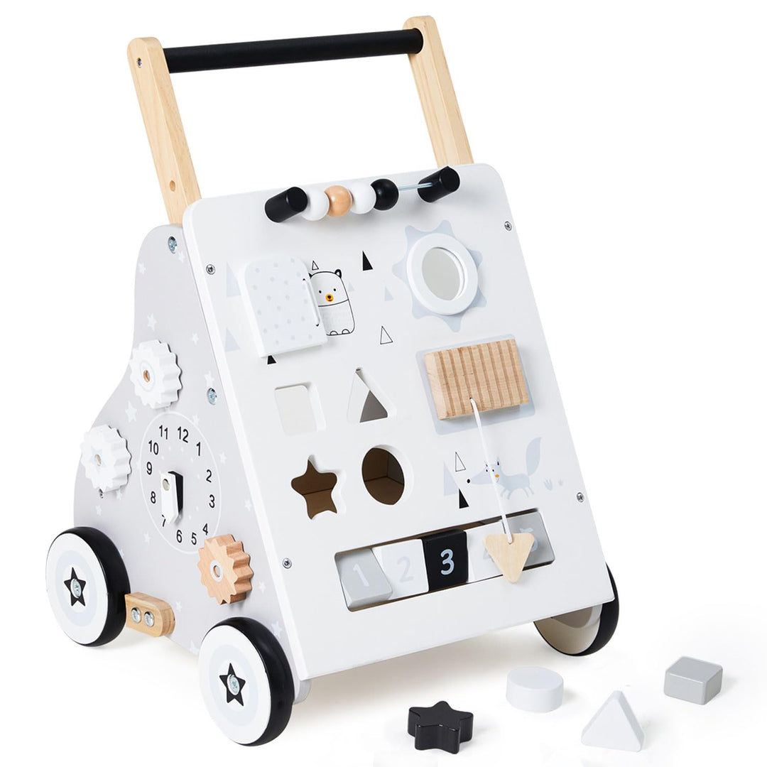 Labebe Lauflernwagen Holz, 8-in-1 Verwendung als Laufwagen, Baby Lauflernhilfe Holz mit gummierten H