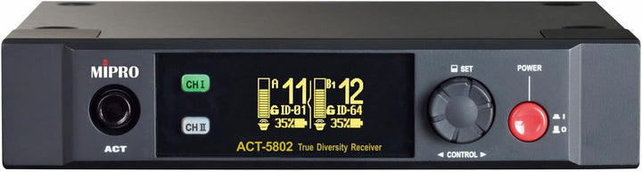 Mipro ACT-5802 Digitaler Drahtloser 2-Kanalempfänger 5,8 GHz+ TA-58 Anstecksender für Mikrofone