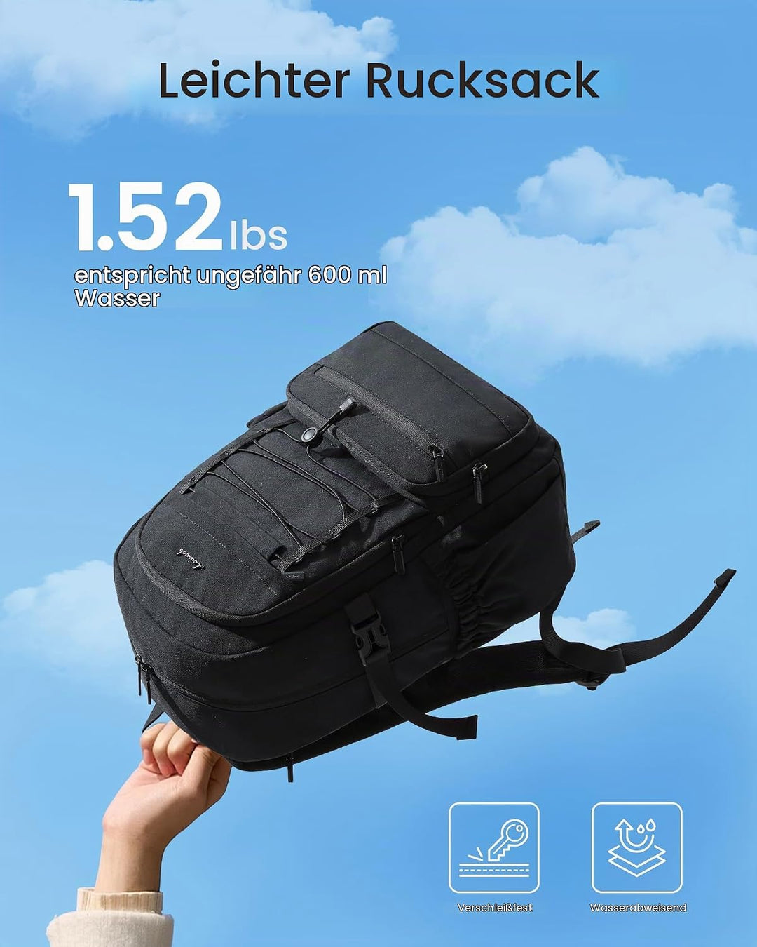 LOVEVOOK Laptop Rucksack Damen, 15,6 Zoll Schulrucksack Teenager Mädchen Schultasche Wasserdicht Tra