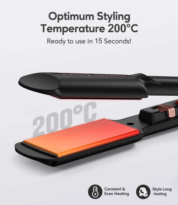 FARERY Tragbarer Mini Glätteisen, 38mm Breiter Platte Mini Glätteisen für Kurzes und Langes Haar, Re