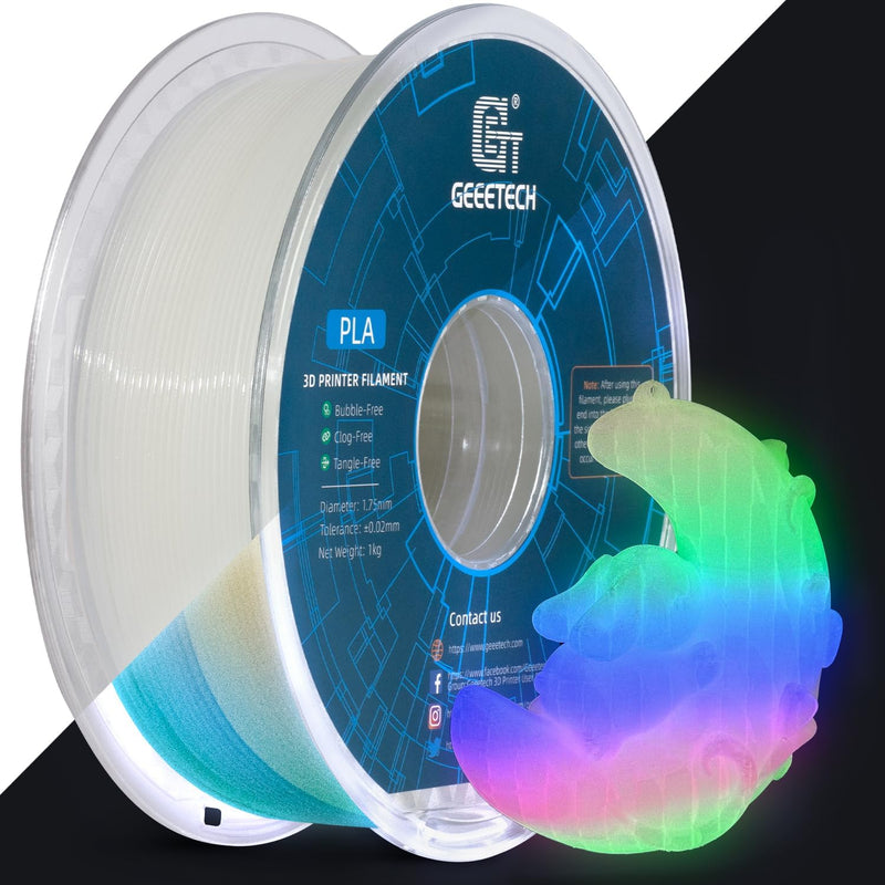 Geeetech PLA Filament, 3D-Drucker PLA Filament 1 kg Spule, Genauigkeit +/- 0,02 mm, Leuchtender Farb