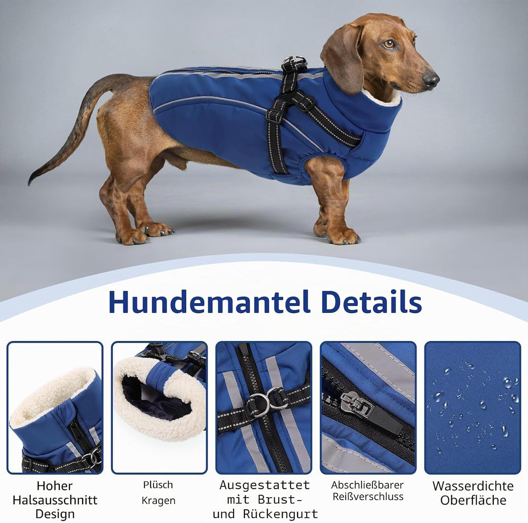 Hundemantel Hundejacke Warm Wintermantel mit Reissverschluss Winddichte &amp; Winddichte mit Reflektorst