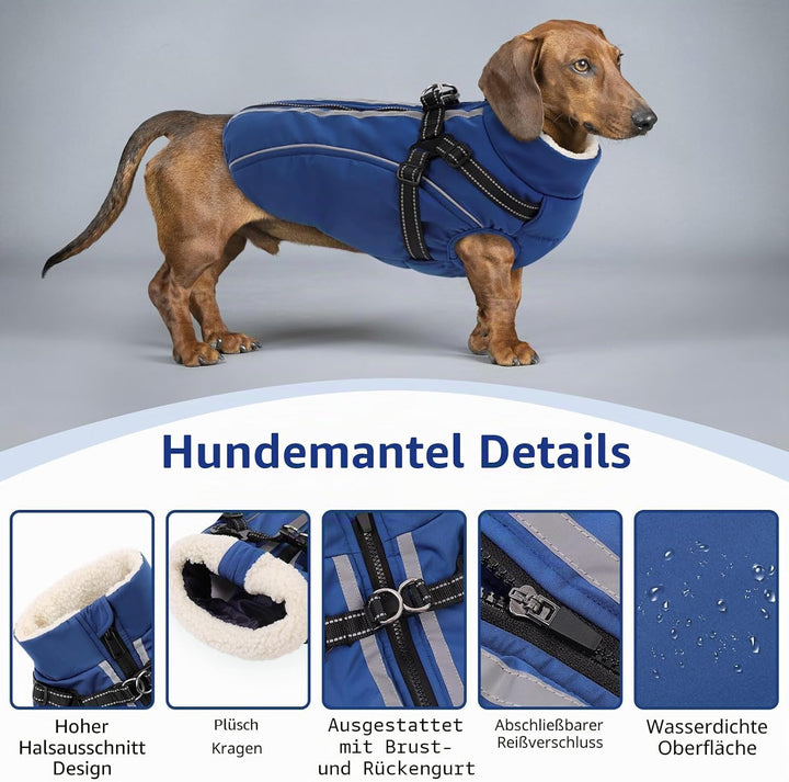 Hundemantel Hundejacke Warm Wintermantel mit Reissverschluss Winddichte &amp; Winddichte mit Reflektorst