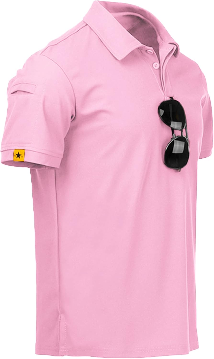 geeksport Poloshirt Herren Golf Kurzarm Freizeit Sport Polo Tennis Tshirts mit Brillenhalter Knopfle