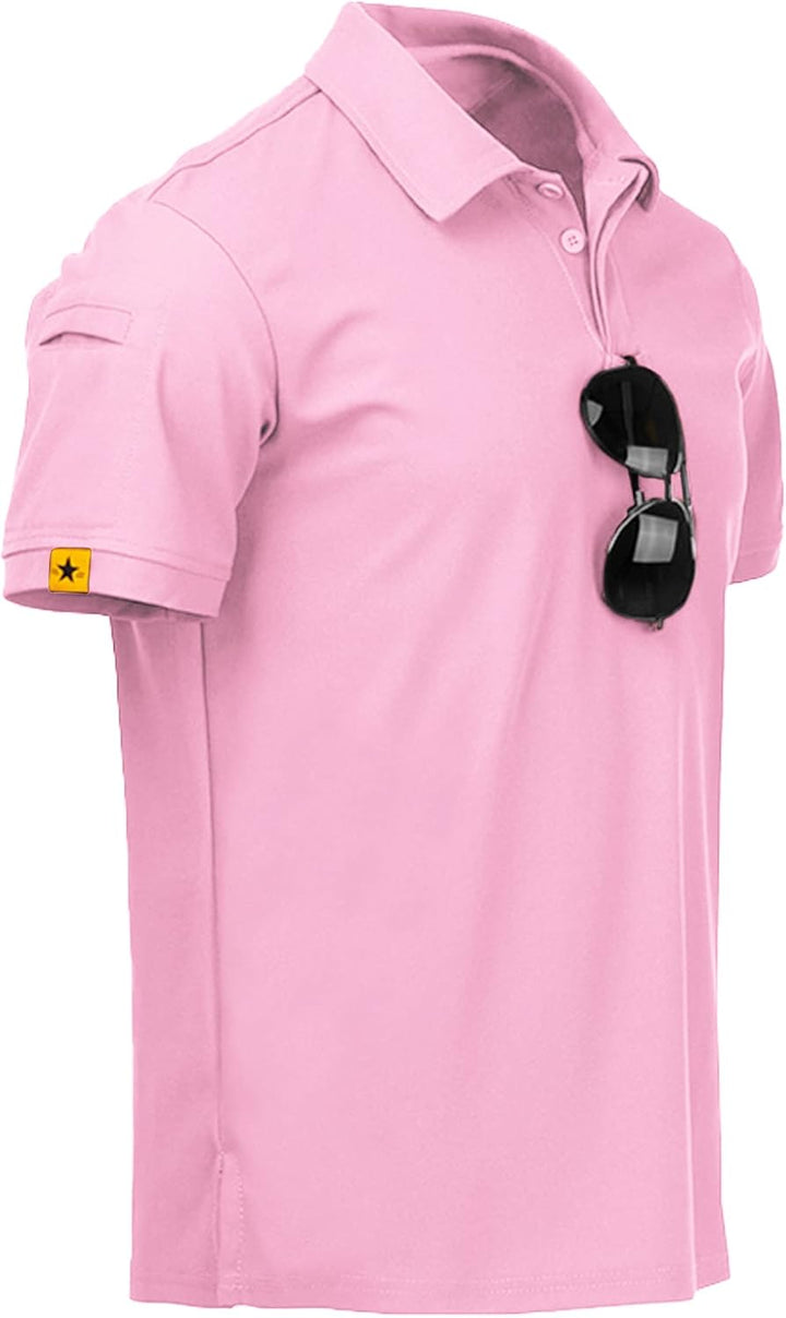 geeksport Poloshirt Herren Golf Kurzarm Freizeit Sport Polo Tennis Tshirts mit Brillenhalter Knopfle