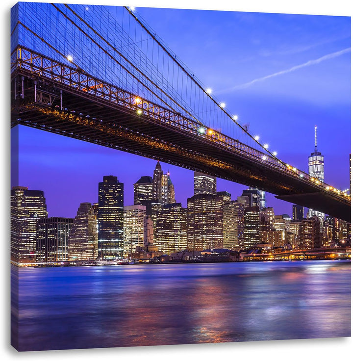 New York Brooklyn Bridge, Format: 70x70 auf Leinwand, XXL riesige Bilder fertig gerahmt mit Keilrahm
