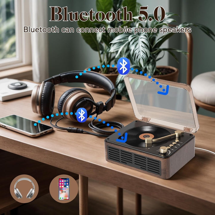 Gueray CD-Player mit Lautsprechern, HiFi-Stereo-Sound, Vintage-CD-Player, Bluetooth, für Zuhause, Re