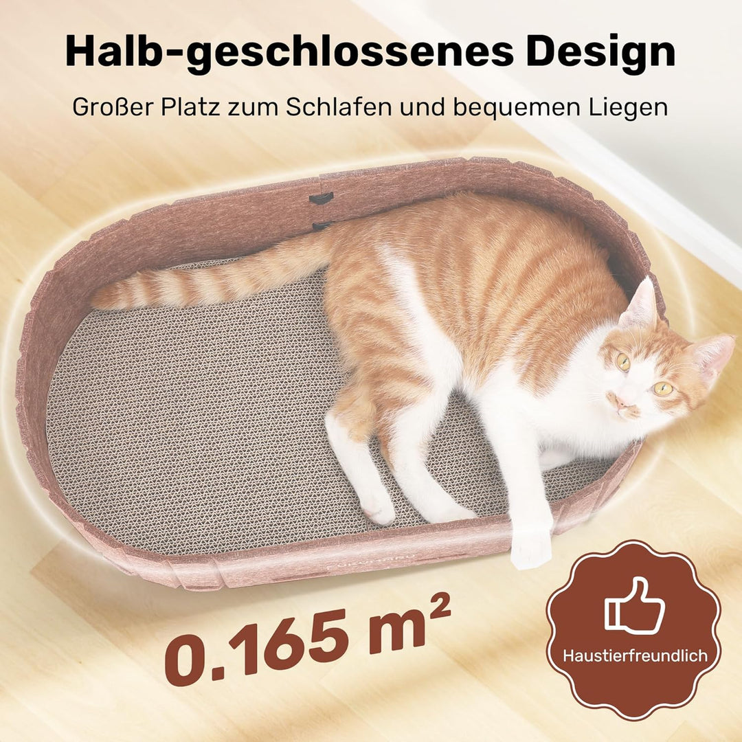 FUKUMARU Kratzbrett für Katzen, 61 cm Kratzpappe in Sofa-Form, Umkehrbares Katzenbett, Runde Kratzpa