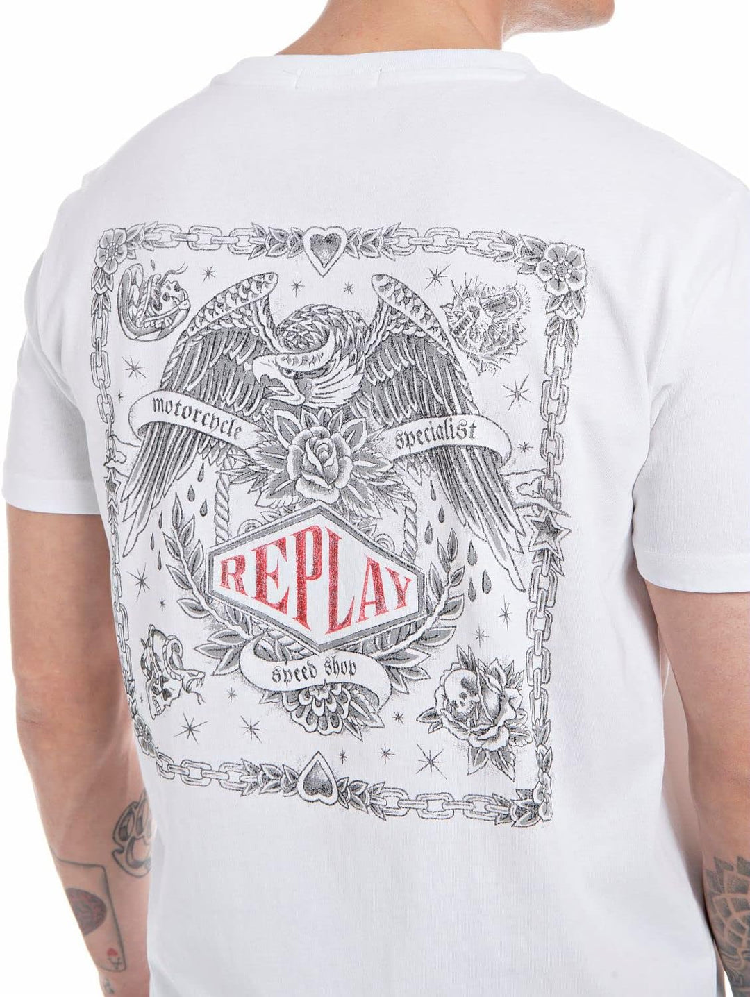 Replay Herren T-Shirt S Optical White 001, S Optical White 001