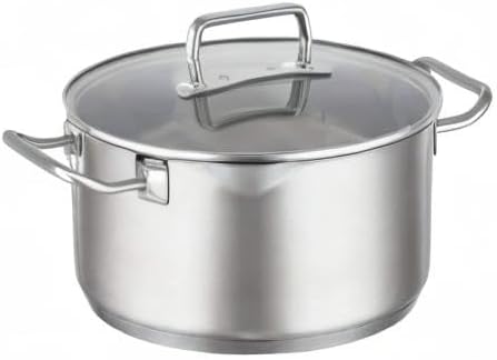 RÖSLE EXPERTISO Kochtopf, Hochwertiger Universaltopf aus Edelstahl 18/10, 24 cm, Glasdeckel, Innensk