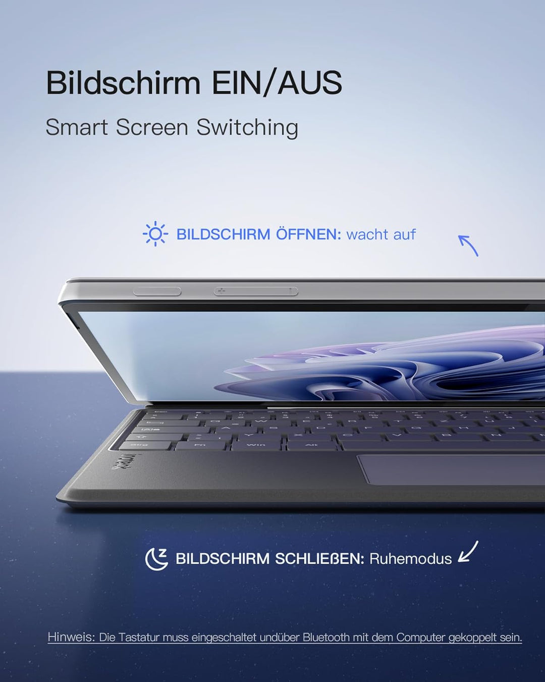Inateck Surface Pro 9 Tastatur,Kompatibel mit Surface Pro 11/10/9/8/X, mit Touchpad,Surface Tastatur