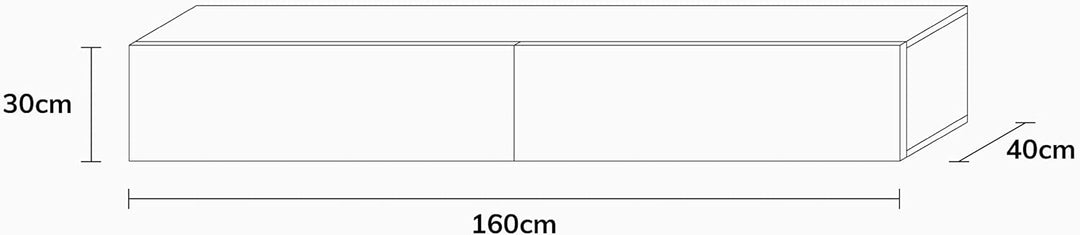 Wuun® TV Lowboard TV Board hängend I 100cm-280cm I Hängeschrank Wohnwand/Somero I Schwarz-Matt/Weiss