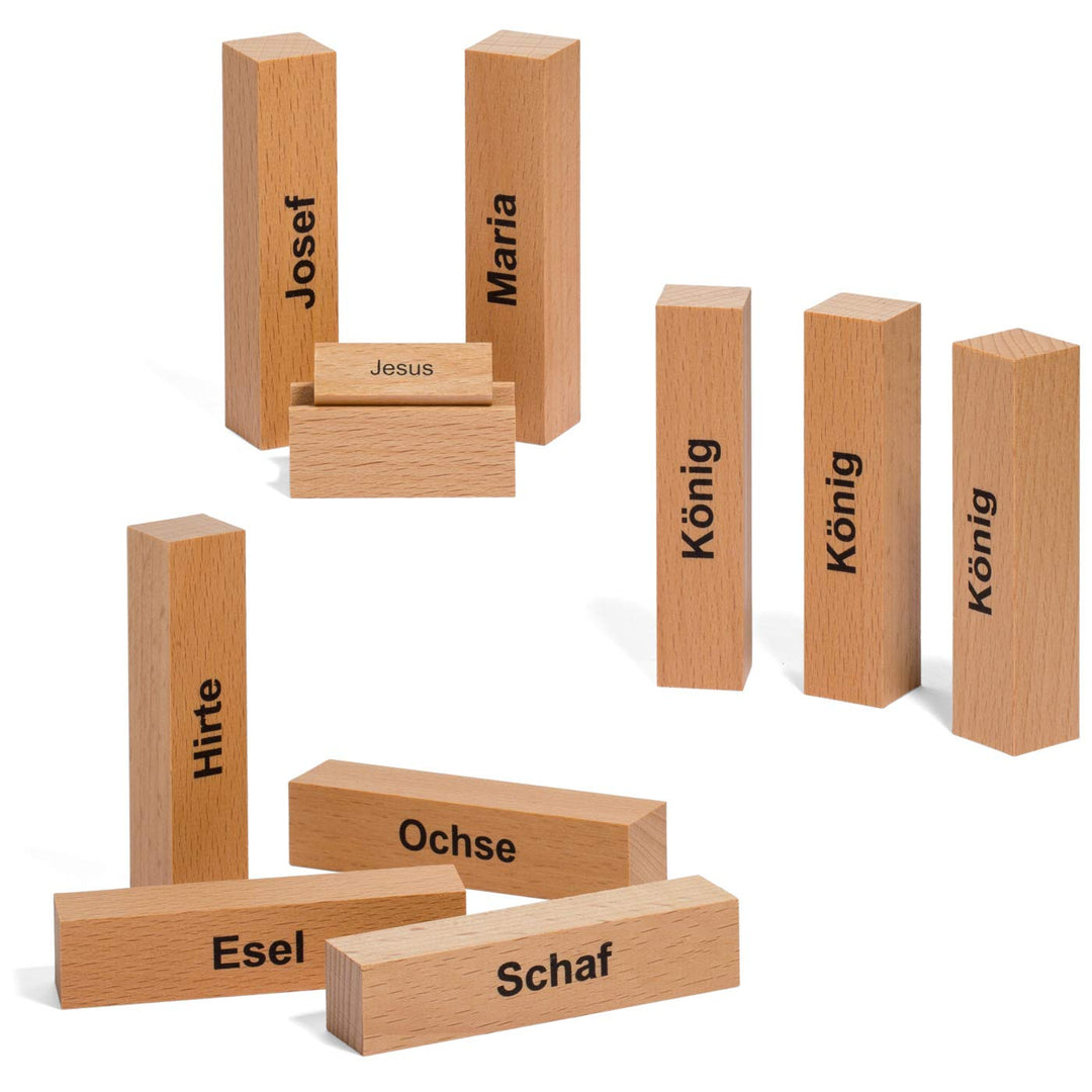 corpus delicti :: Puristische Design-Krippe im Bauhausstil - Moderne Weihnachtskrippe aus Holzklötzc