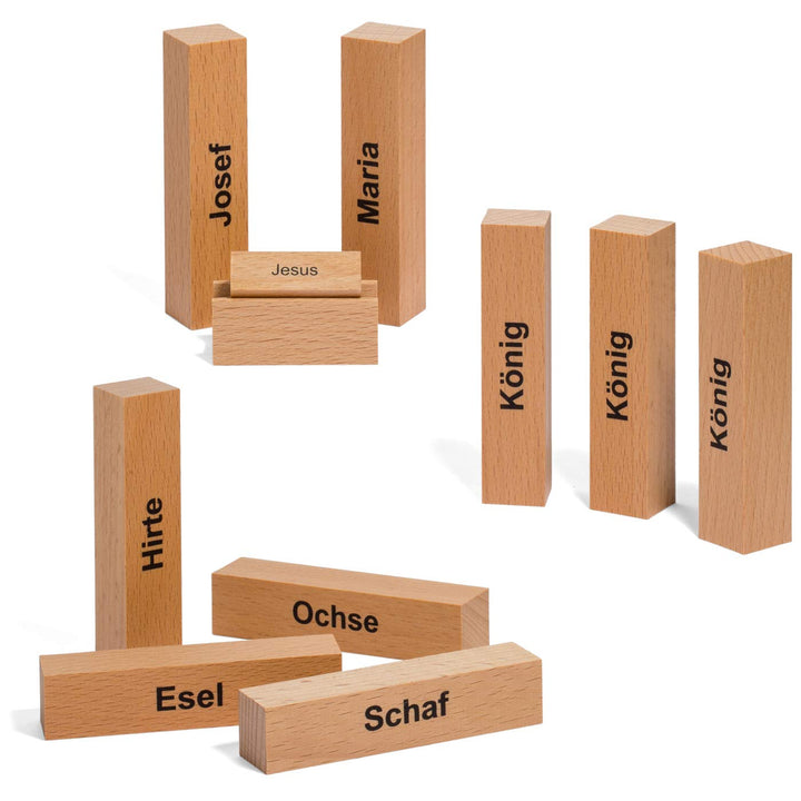 corpus delicti :: Puristische Design-Krippe im Bauhausstil - Moderne Weihnachtskrippe aus Holzklötzc