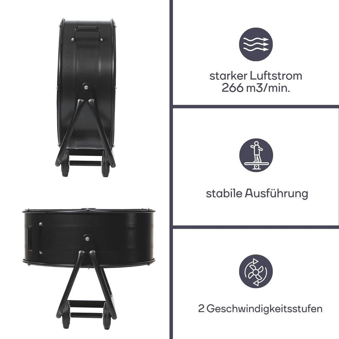 Perel TOOL173 Haushalts-Lamellenlüfter 330W Schwarz - Ventilatoren (Schwarz, 330 W, 220 - 240, 755 m