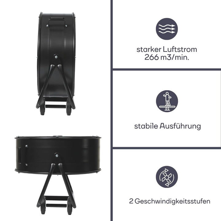 Perel TOOL173 Haushalts-Lamellenlüfter 330W Schwarz - Ventilatoren (Schwarz, 330 W, 220 - 240, 755 m
