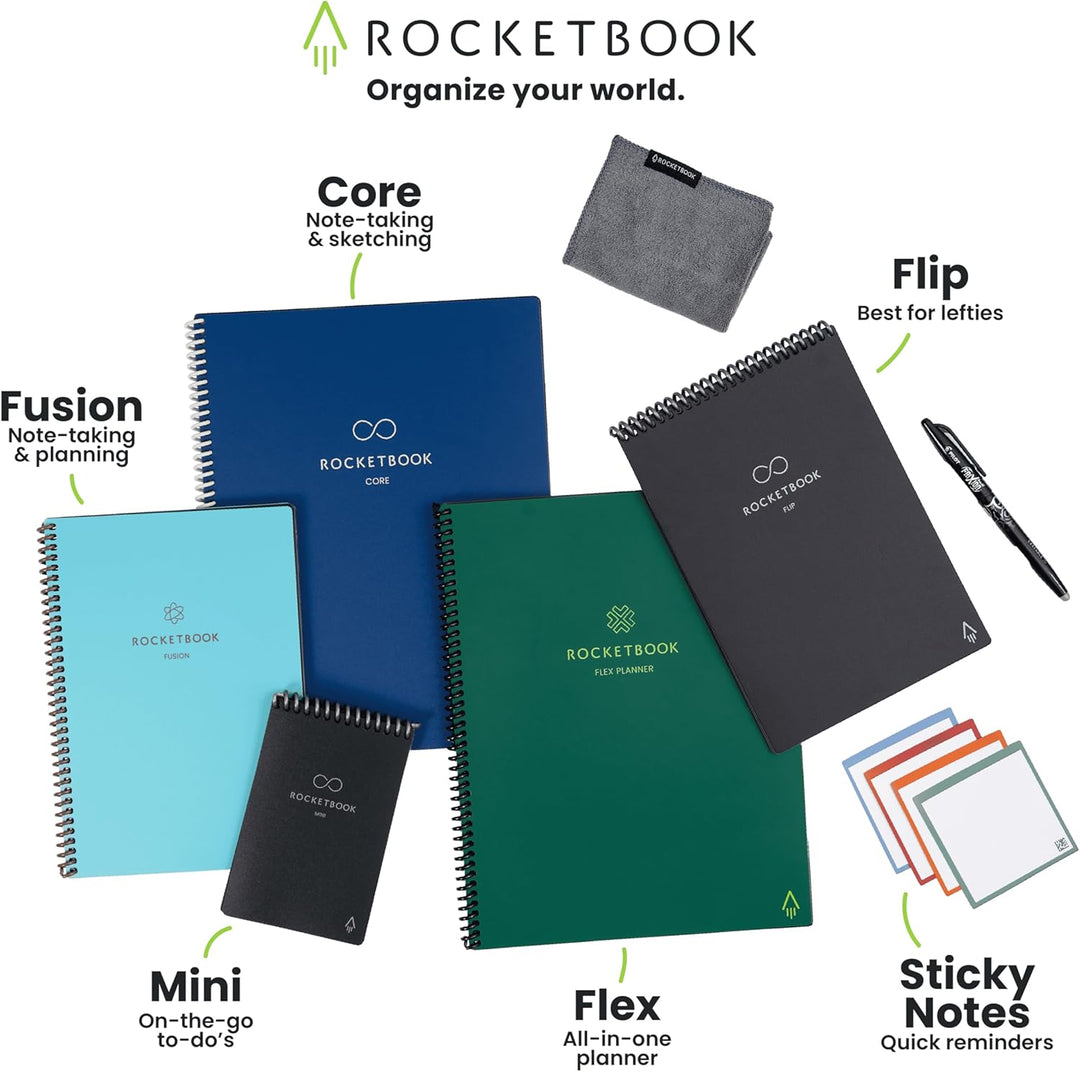 Rocketbook Fusion Reusable Digital Notebook - Smart Notepad A4 Blue, 7 Styles, To Do List, Daily Bul