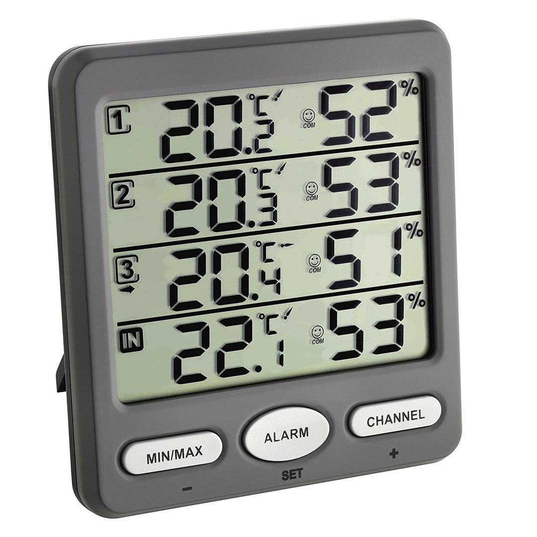 TFA Dostmann Funk-Thermo-Hygrometer Klima-Monitor TFA 30.3054 Raumklimakontrolle (grau mit Batterien