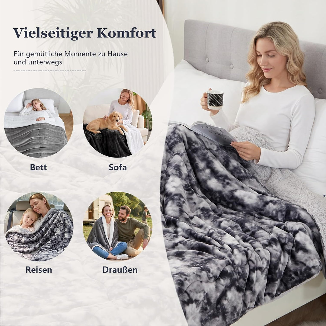 CHOSHOME Kuscheldecke Flauschig 220x240CM Kuscheldecke Warm Sherpa Decke Kunstfelldecke Dicke Warm D