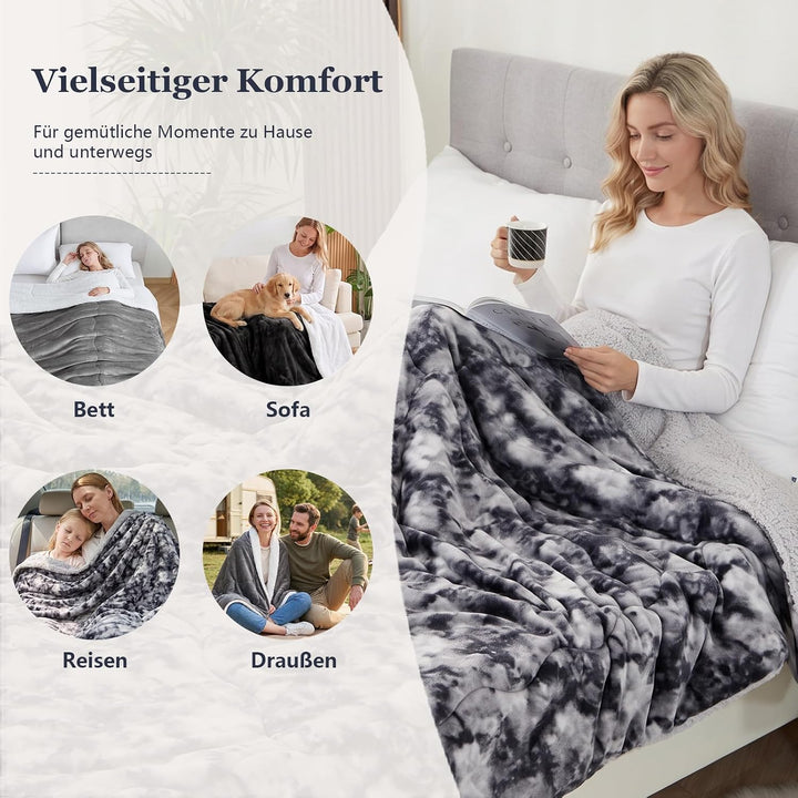 CHOSHOME Kuscheldecke Flauschig 220x240CM Kuscheldecke Warm Sherpa Decke Kunstfelldecke Dicke Warm D